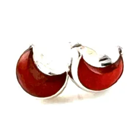 Carnelian Crescent Sterling Silver Post Earrings