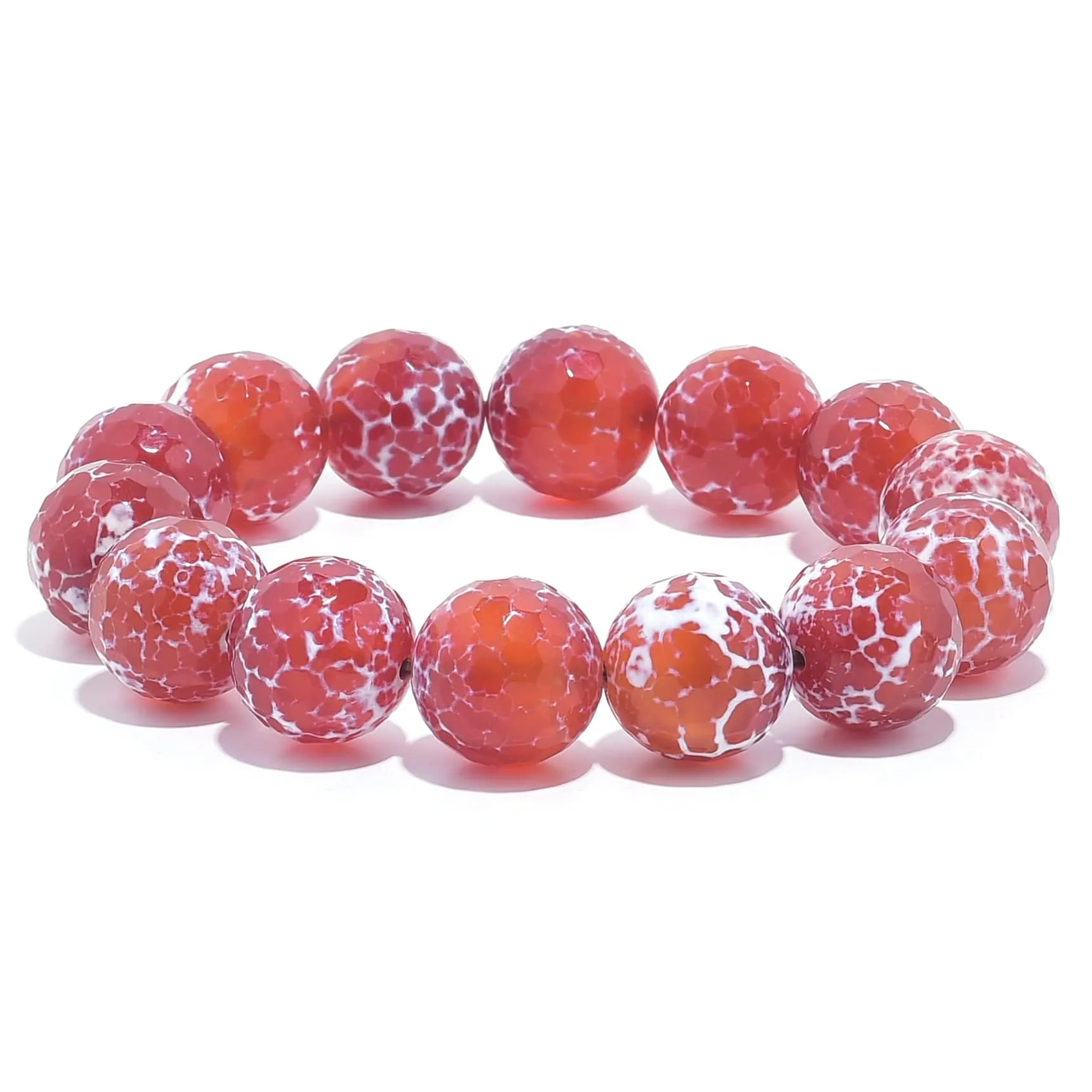 Carnelian Faceted Natural 14mm Gemstone Bead Elastic Bracelet