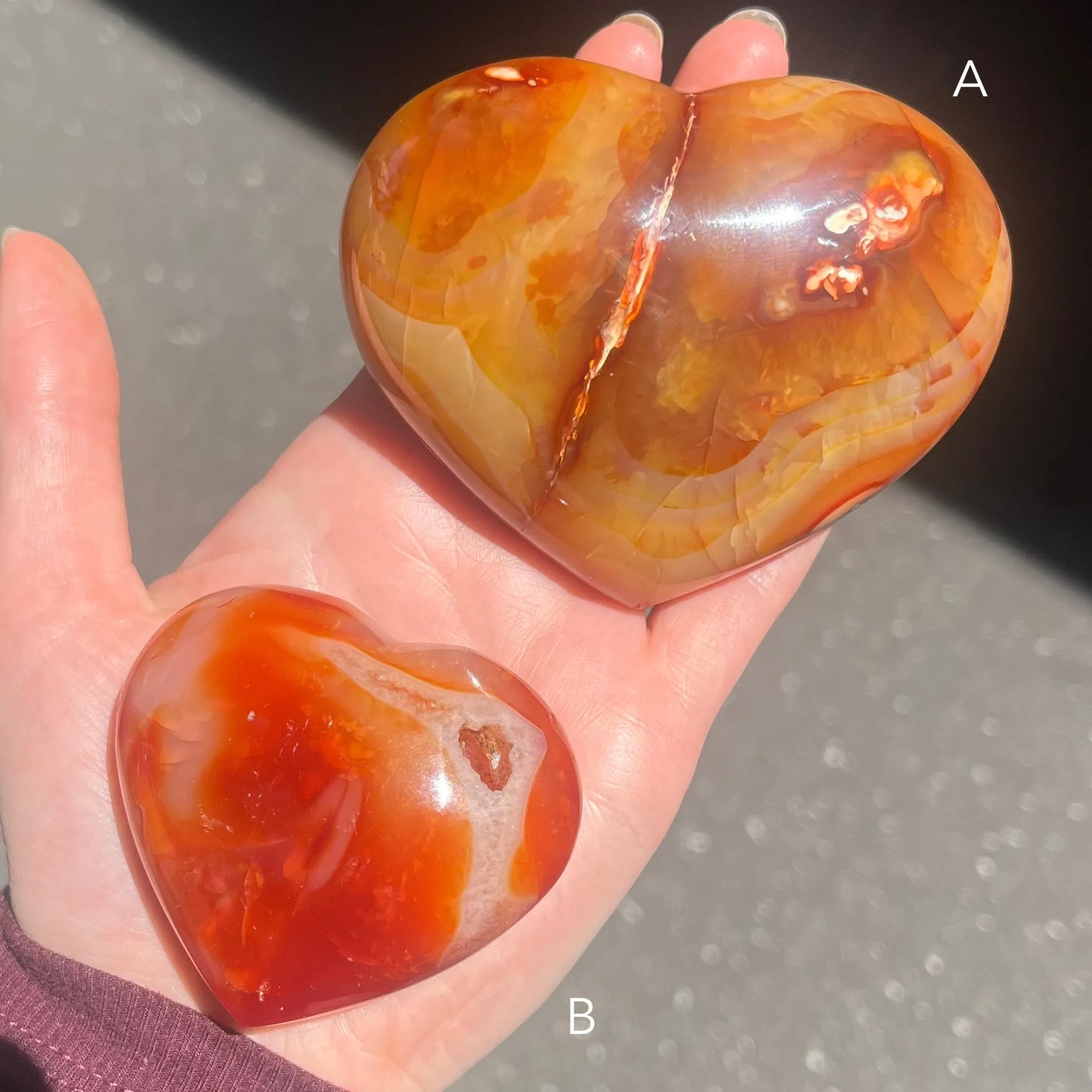 Carnelian Heart Carvings