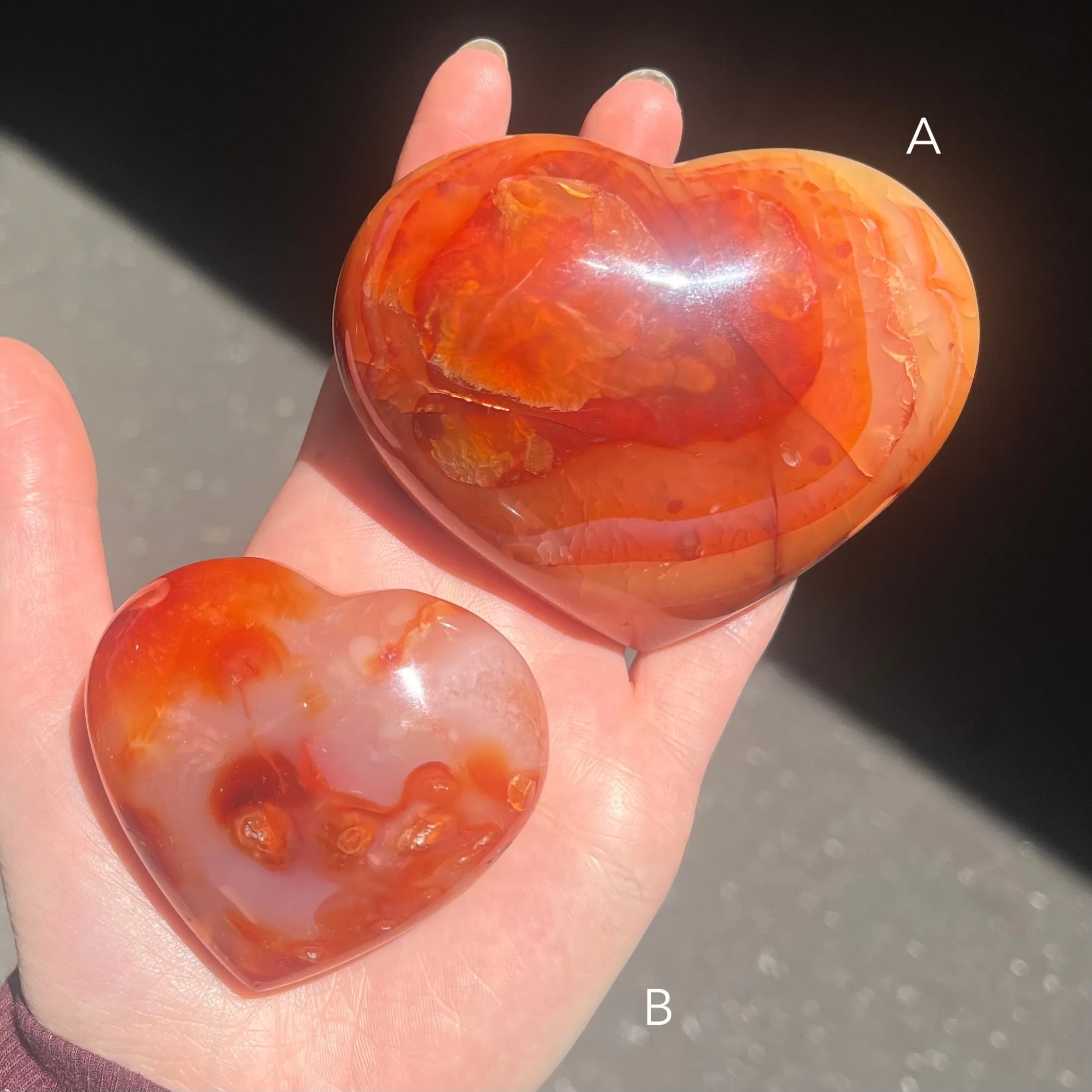 Carnelian Heart Carvings