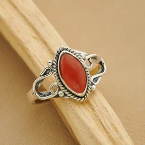 Carnelian Sterling Silver Filigree Ring