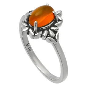 Carnelian Sterling Silver Prong Set Ring