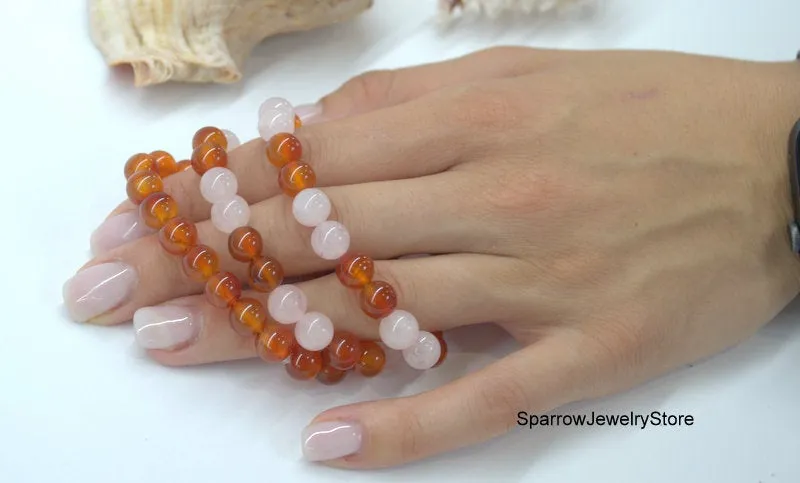 Carnelian string bracelet Healing carnelian crystal bracelet Adjustable carnelian bracelet Protection success talisman  Gemstone bracelets