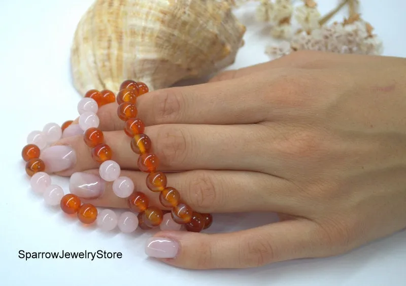 Carnelian string bracelet Healing carnelian crystal bracelet Adjustable carnelian bracelet Protection success talisman  Gemstone bracelets