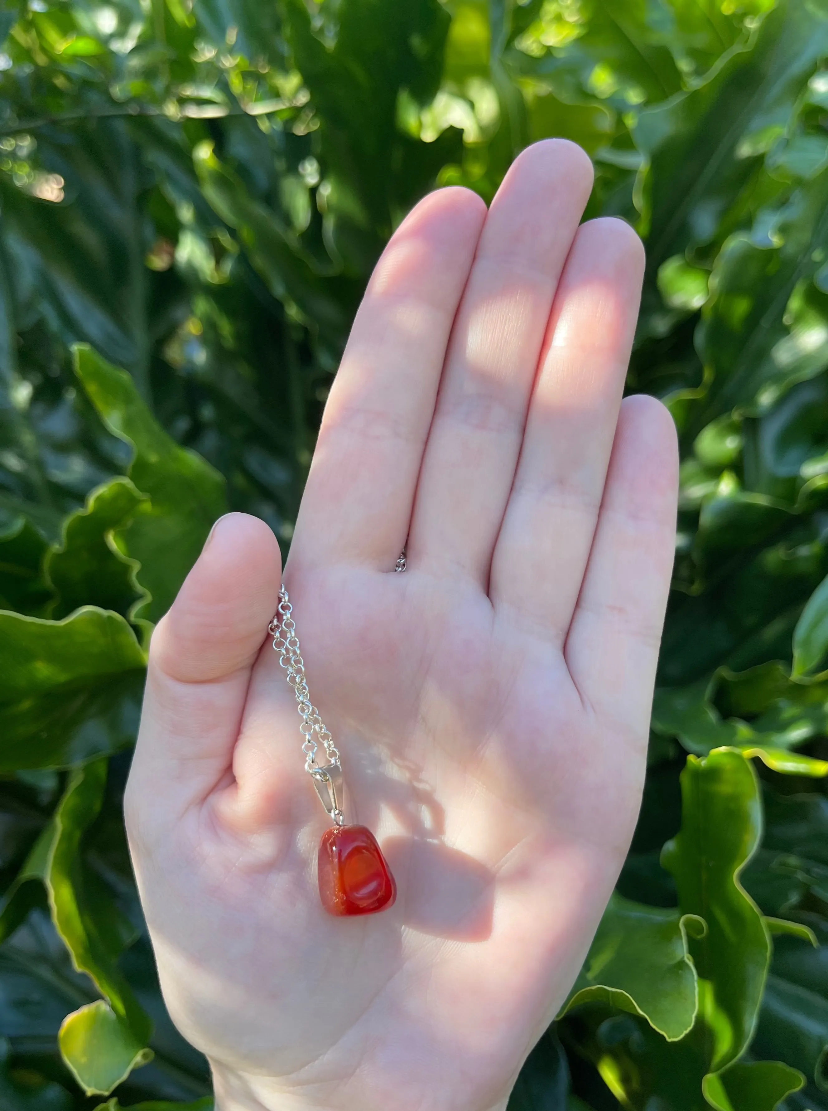 Carnelian Tumble Silver Necklace