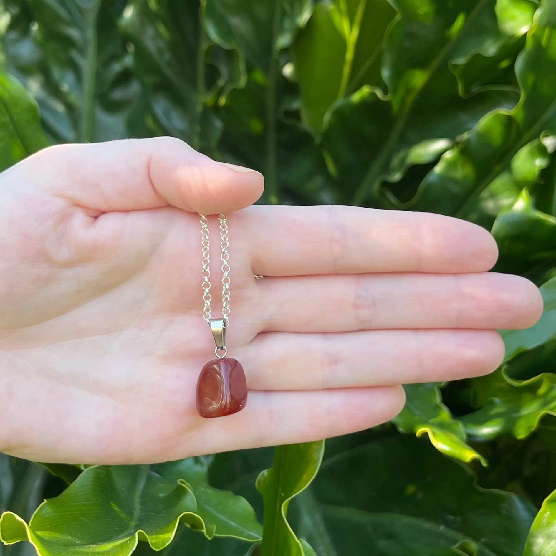 Carnelian Tumble Silver Necklace