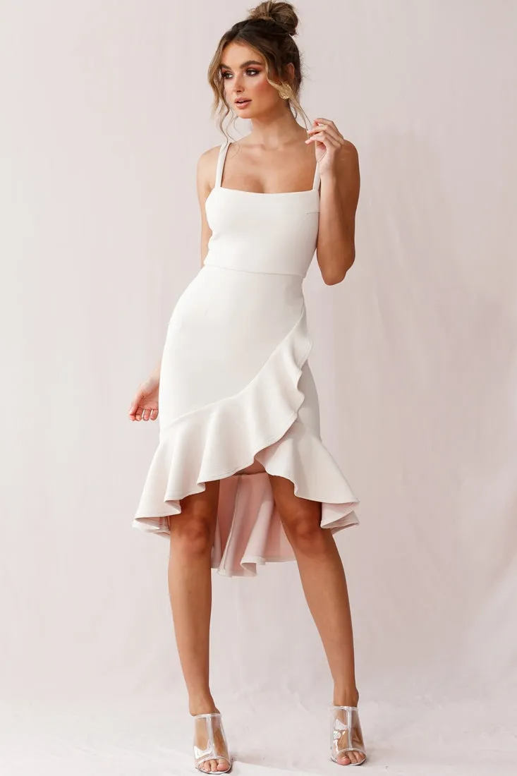 Cartagena High-Low Asymmetric Salsa Dress Beige