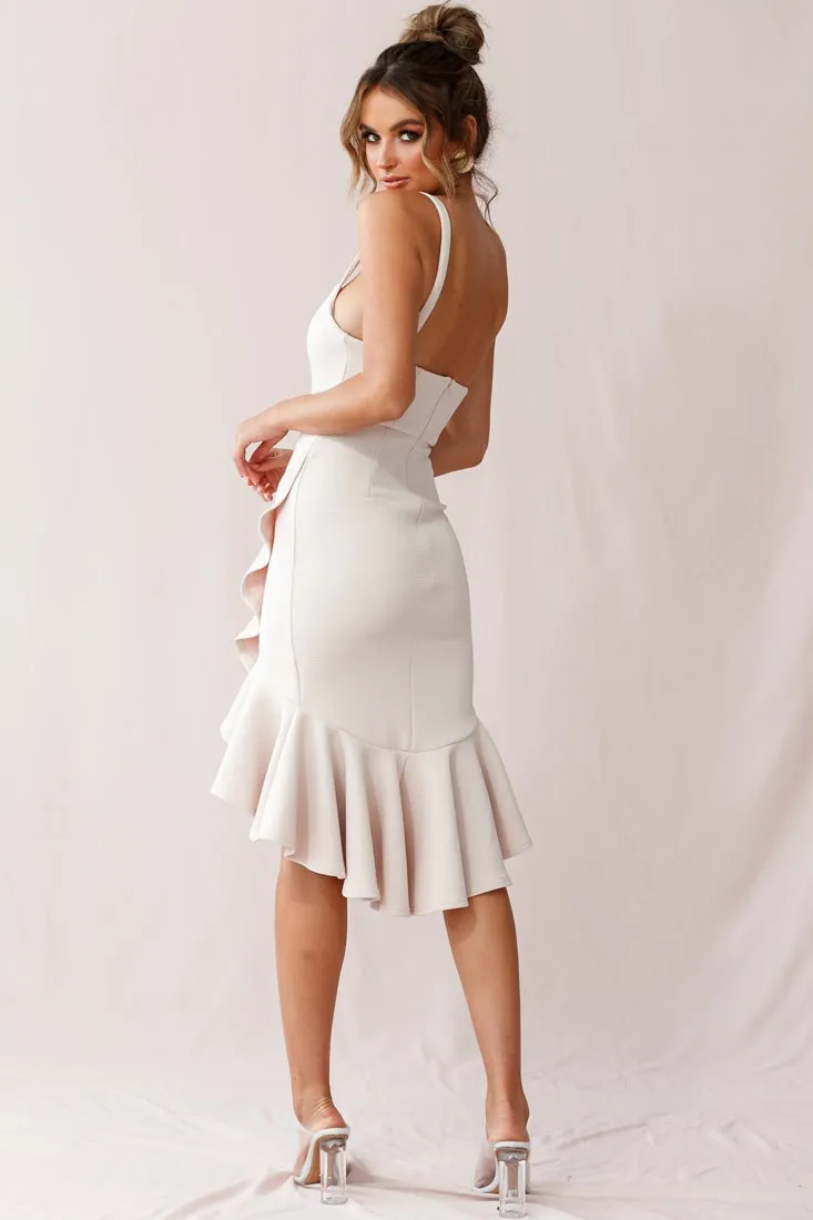 Cartagena High-Low Asymmetric Salsa Dress Beige