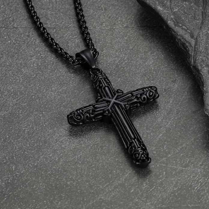 Christian Monkey King Stick Cross Necklace for Men