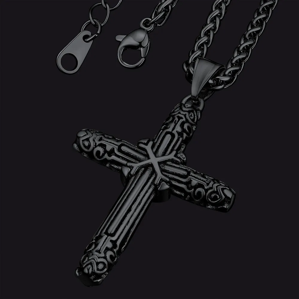 Christian Monkey King Stick Cross Necklace for Men