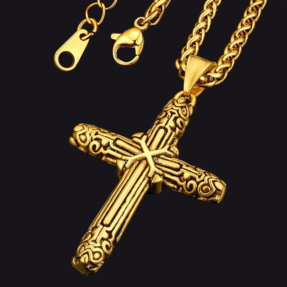 Christian Monkey King Stick Cross Necklace for Men