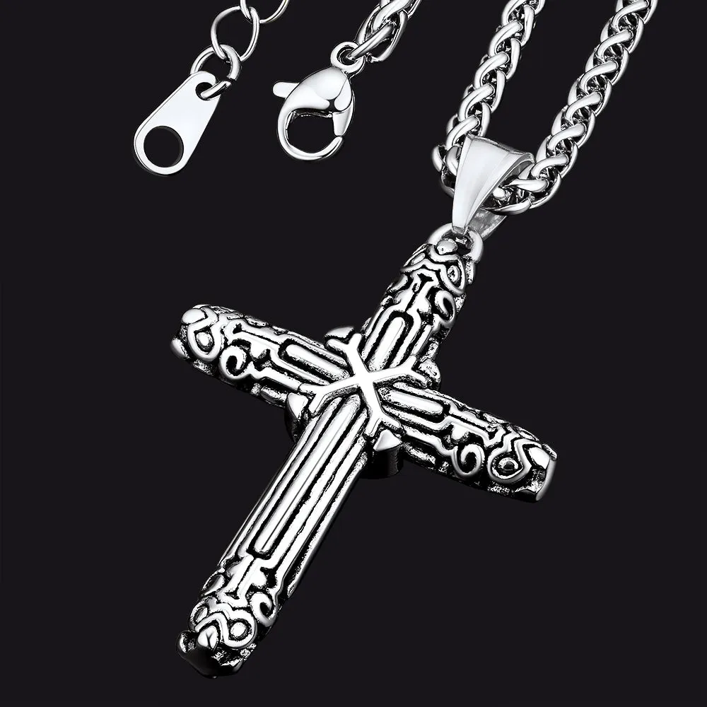Christian Monkey King Stick Cross Necklace for Men