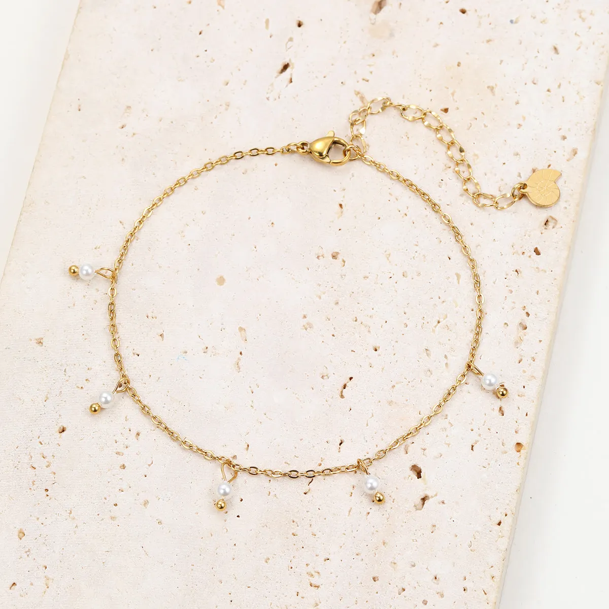 Cinque Pearl Chain Anklet Gold