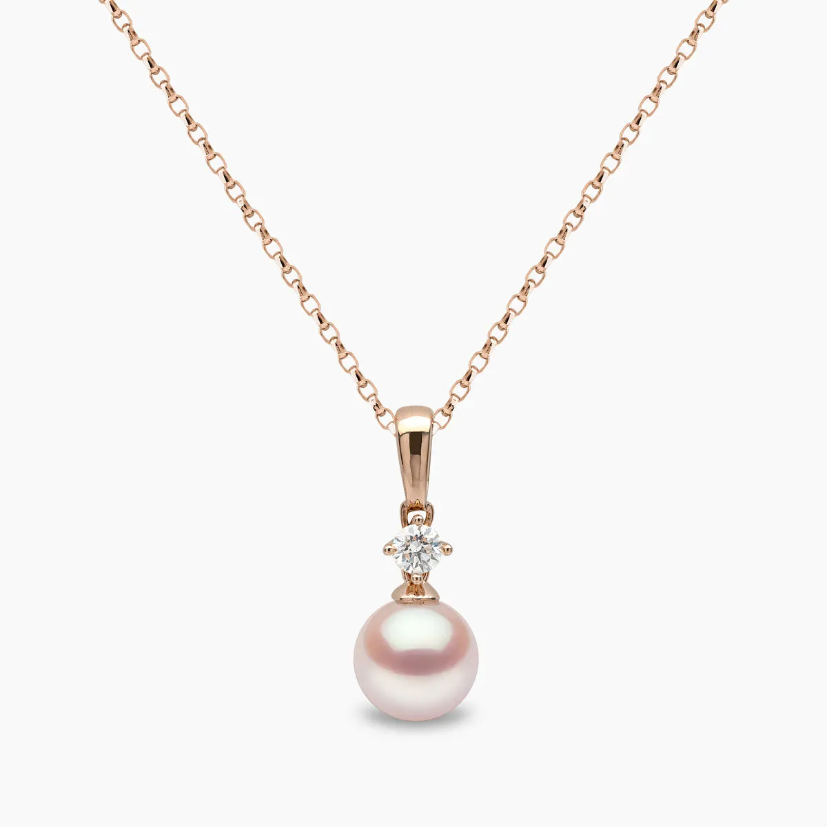 Classic 18K Gold Akoya Pearl and 0.10ct Diamond Pendant