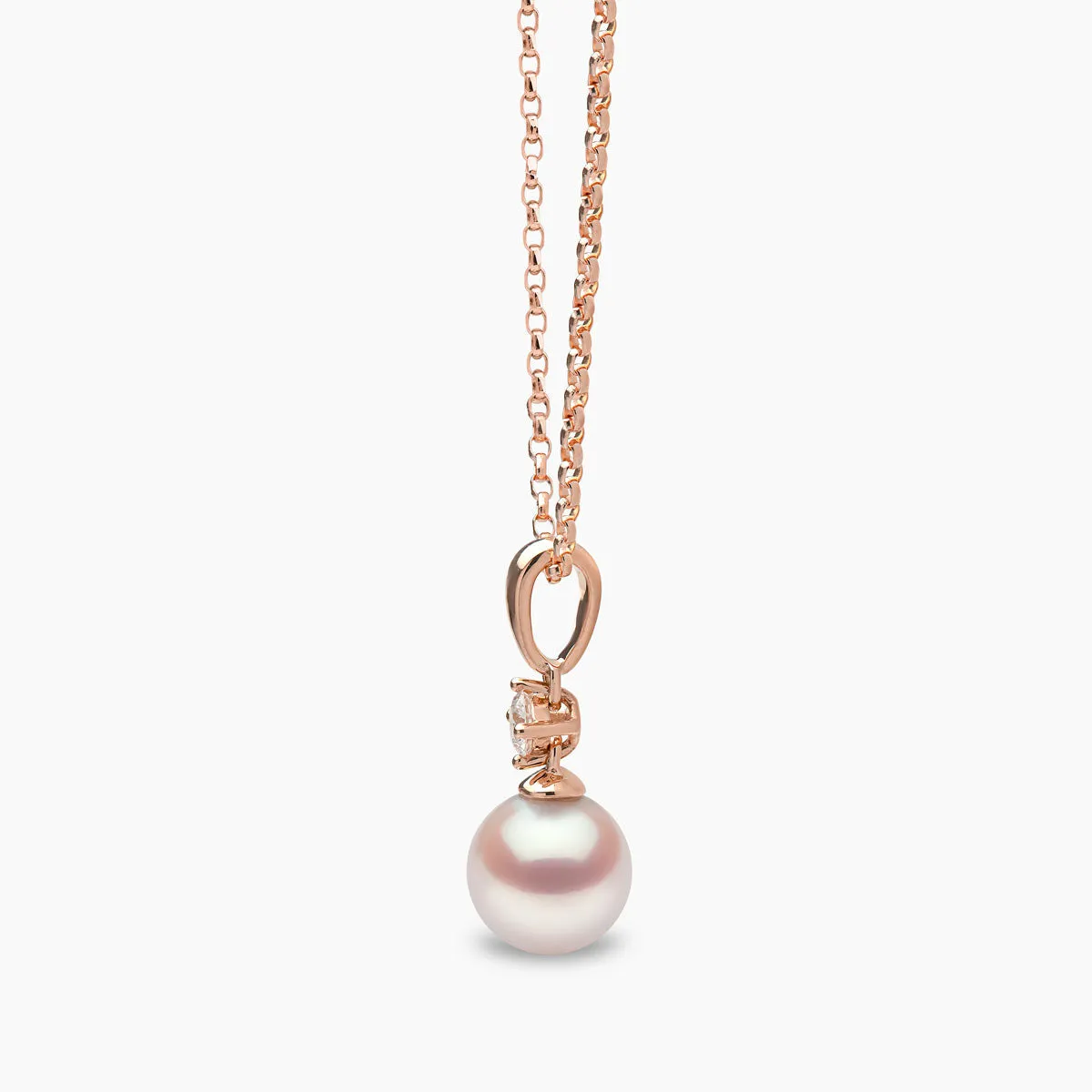 Classic 18K Gold Akoya Pearl and 0.10ct Diamond Pendant