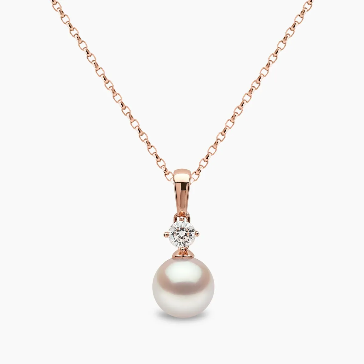 Classic 18K Gold Akoya Pearl and 0.20ct Diamond Pendant