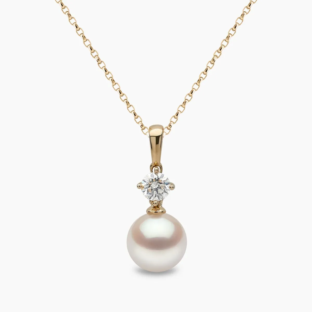 Classic 18K Gold Akoya Pearl and 0.30ct Diamond Pendant