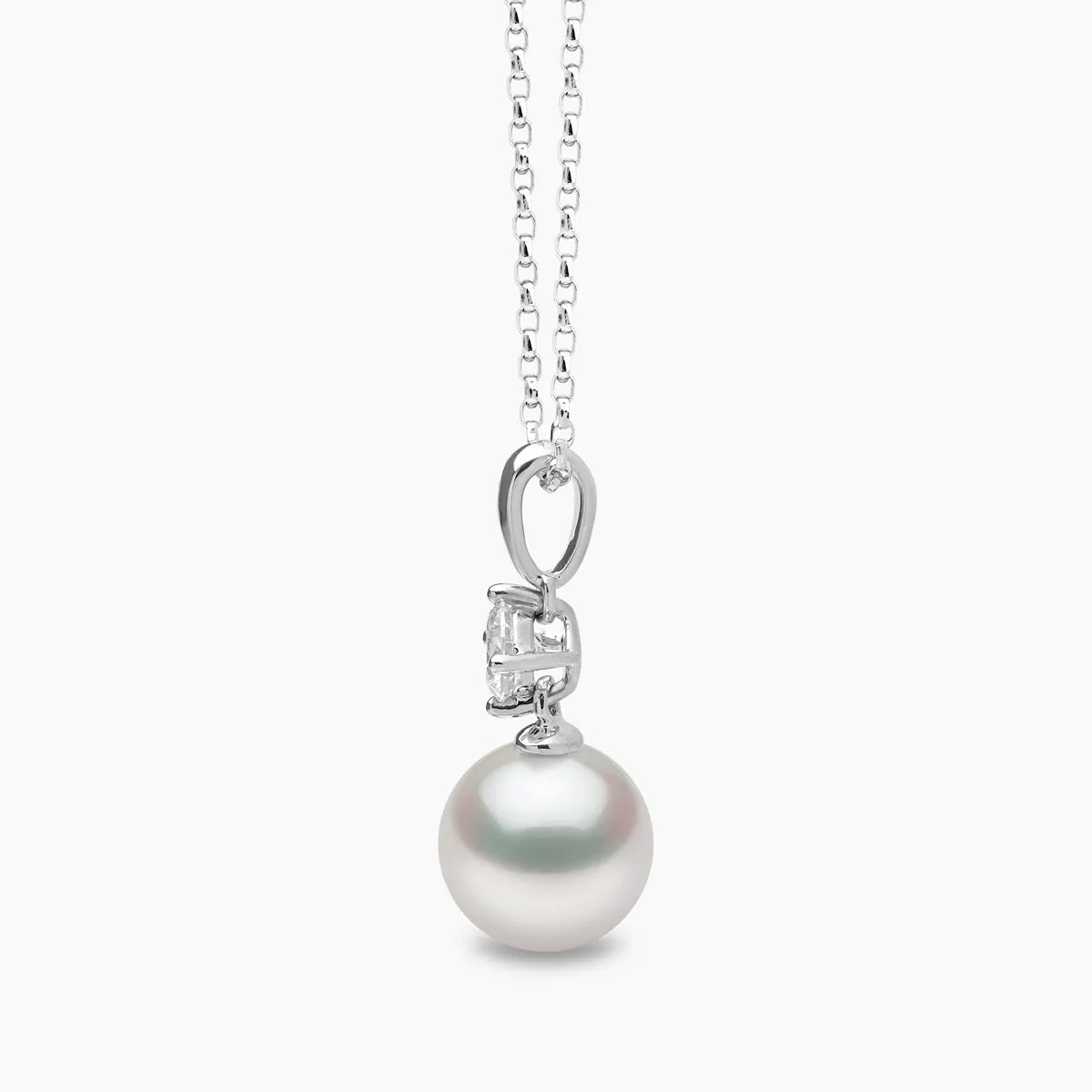 Classic 18K Gold Akoya Pearl and 0.30ct Diamond Pendant