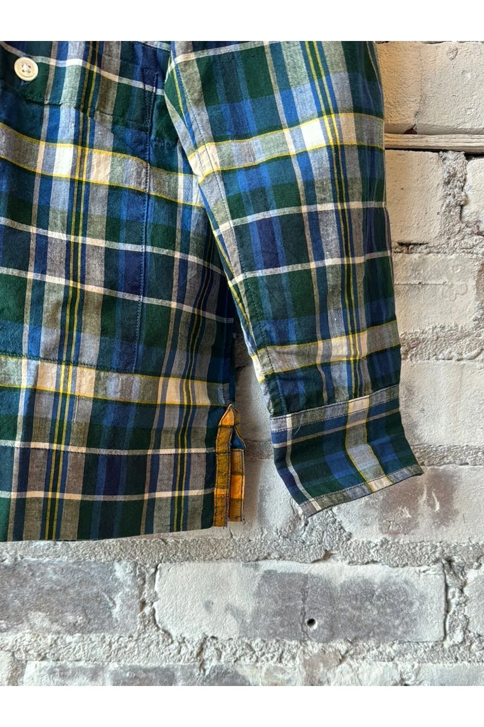 Cuban Long Sleeve Shirt - Navy/Hunter/Yellow