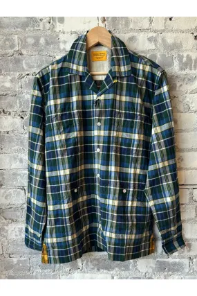 Cuban Long Sleeve Shirt - Navy/Hunter/Yellow