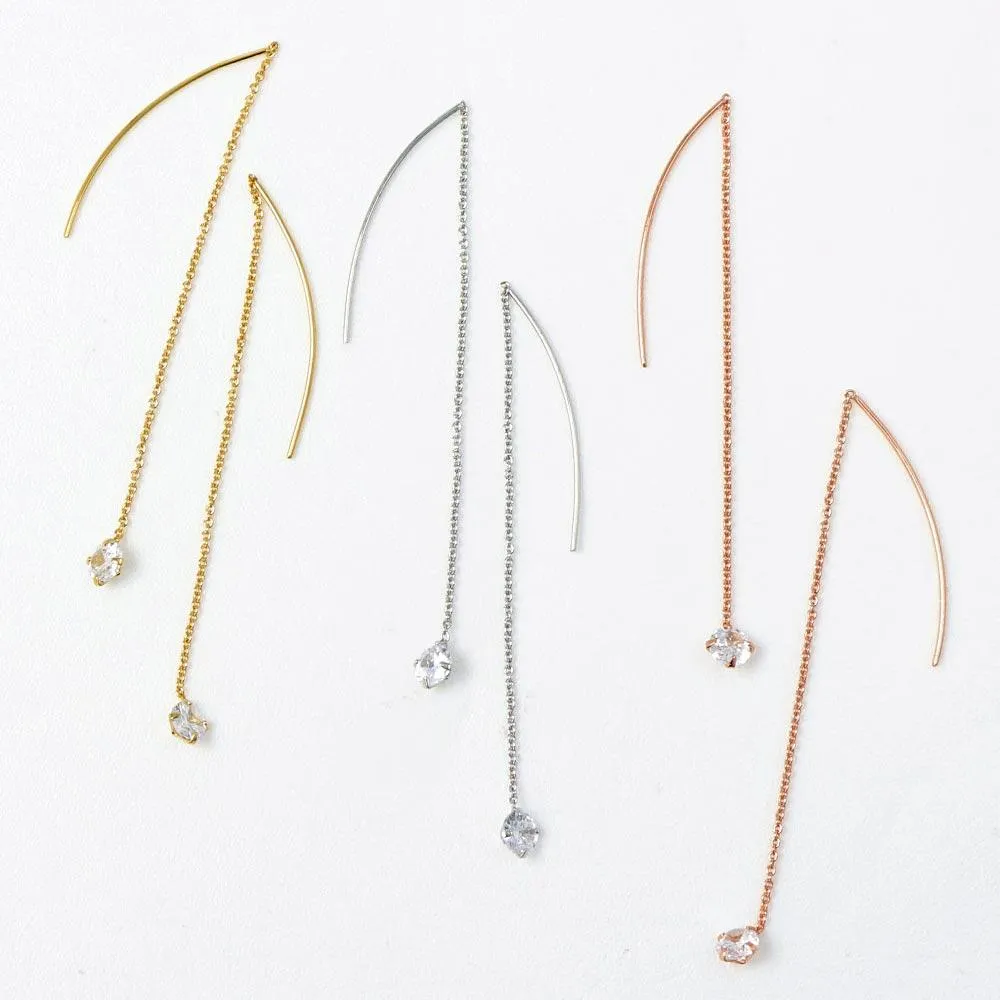 Cubic Zirconia Threader Earrings