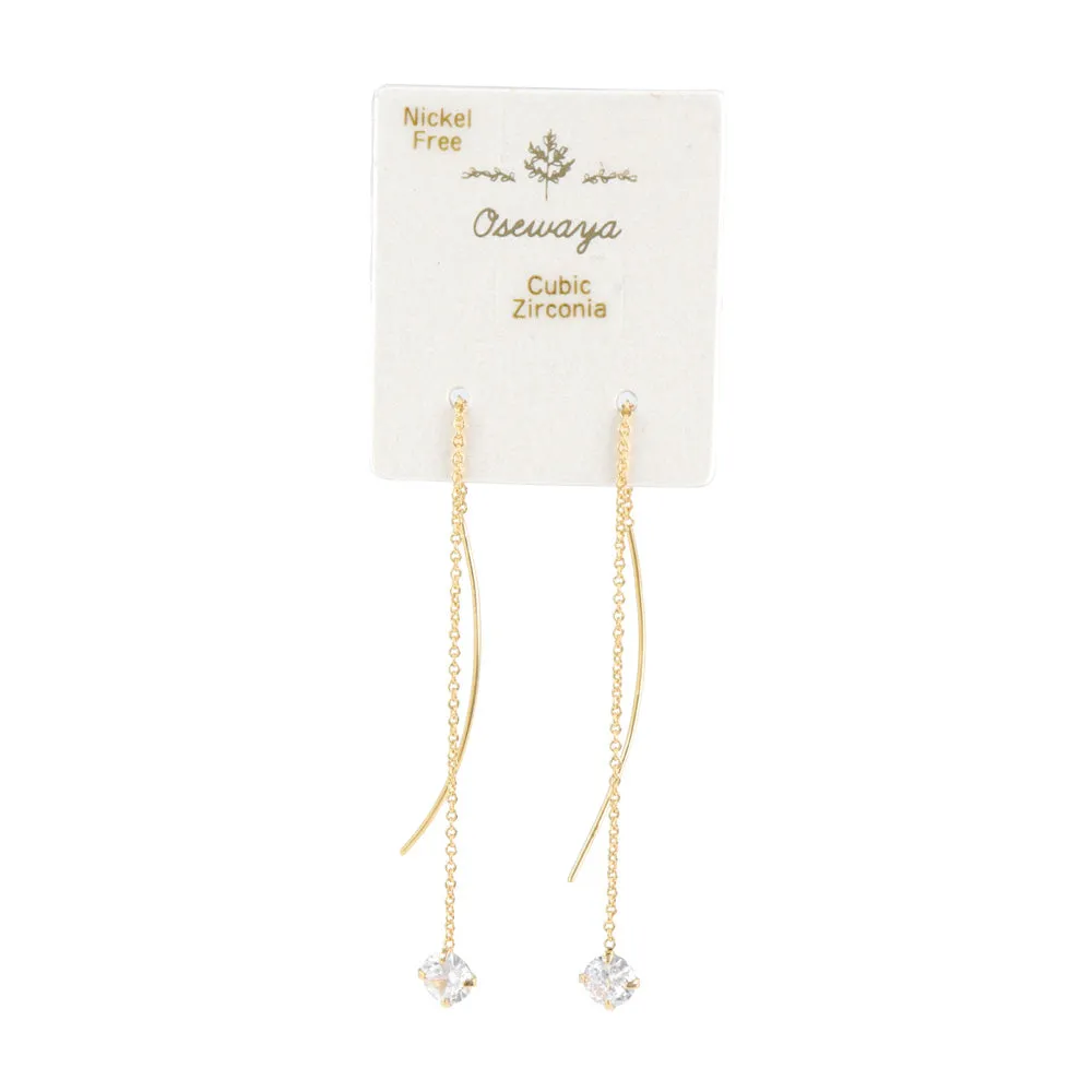 Cubic Zirconia Threader Earrings