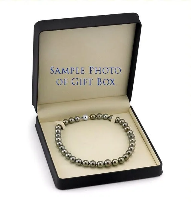 Dark Tahitian True Round Pearl Necklace, 13.0-15.0mm - AAA Quality