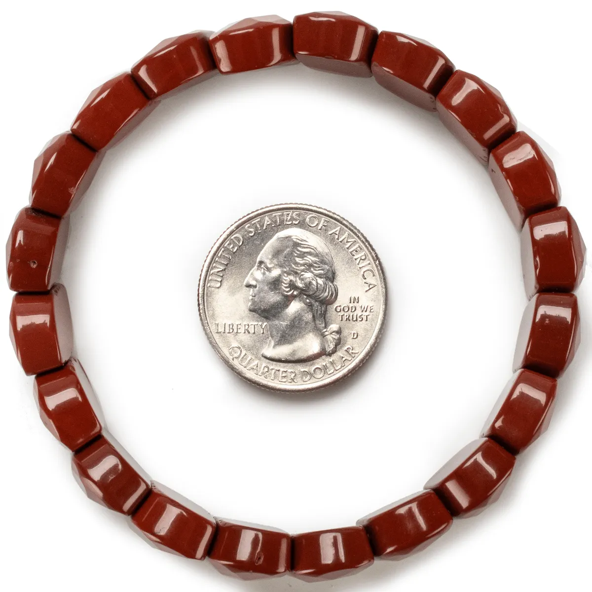 Diagonal Faceted Carnelian Gemstone Elastic Bracelet