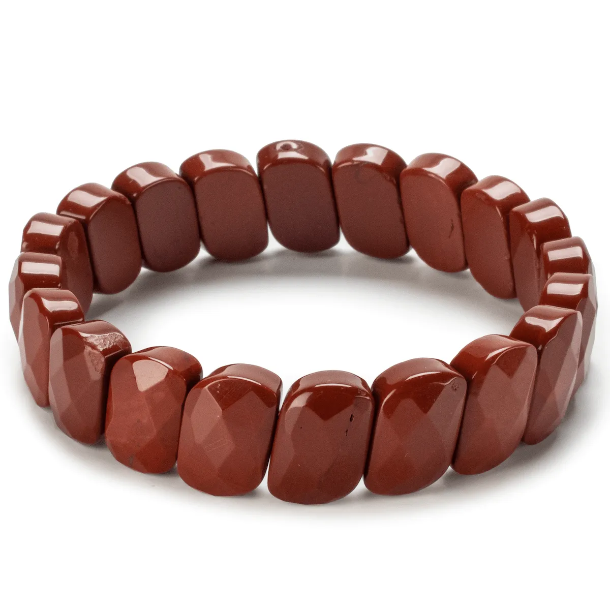 Diagonal Faceted Carnelian Gemstone Elastic Bracelet
