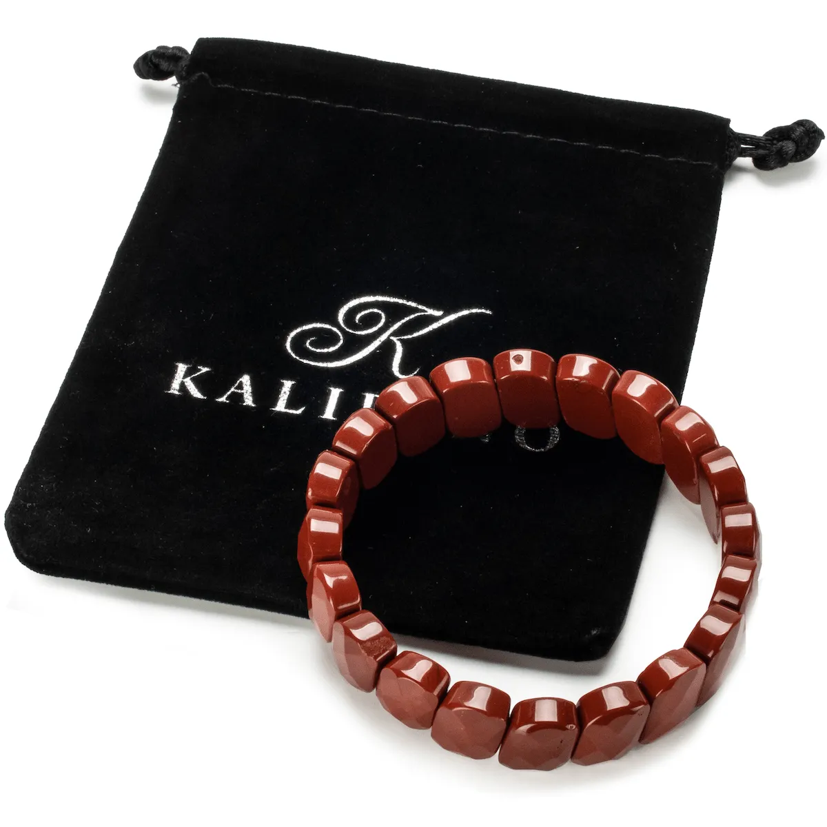 Diagonal Faceted Carnelian Gemstone Elastic Bracelet