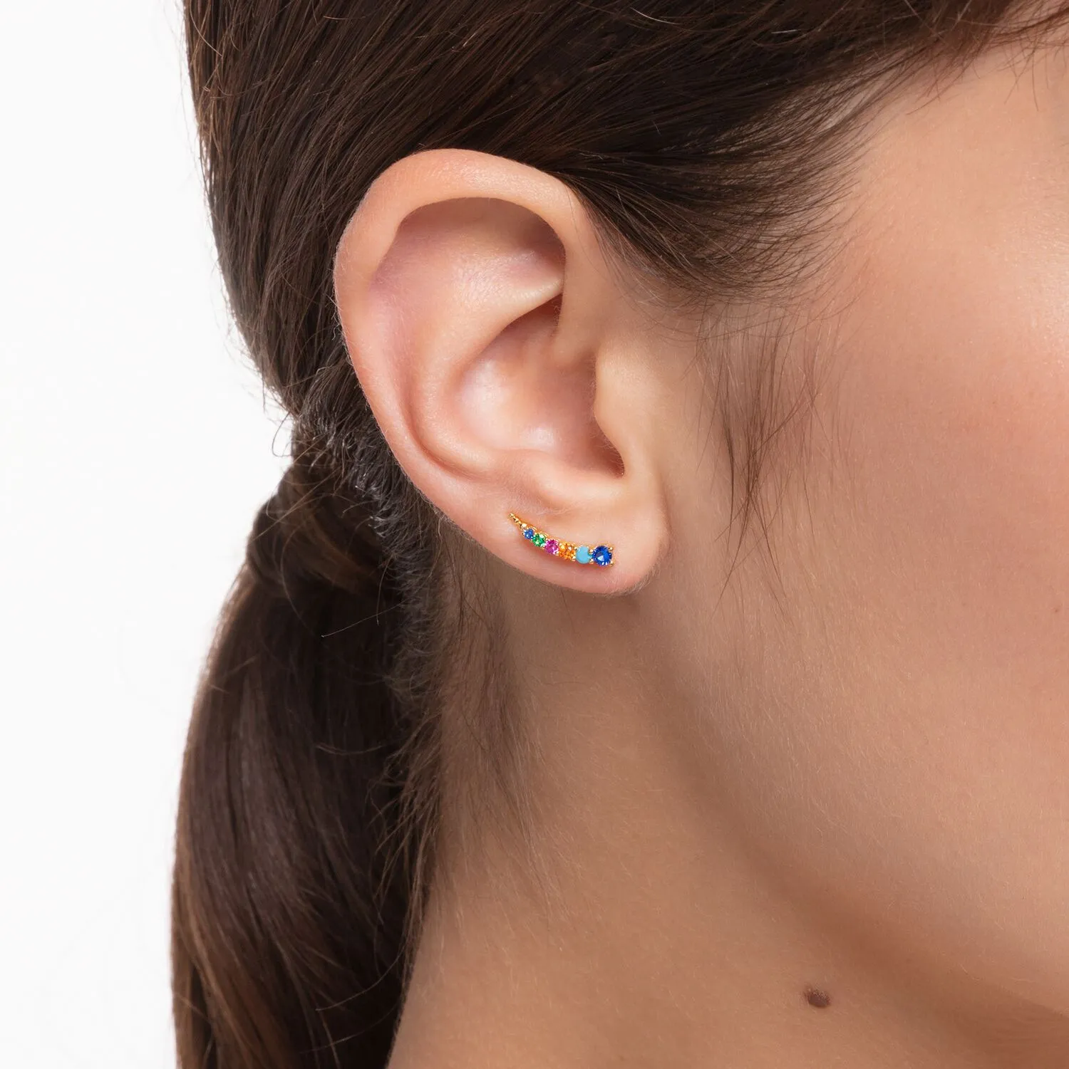 Ear Climber Colourful Stones