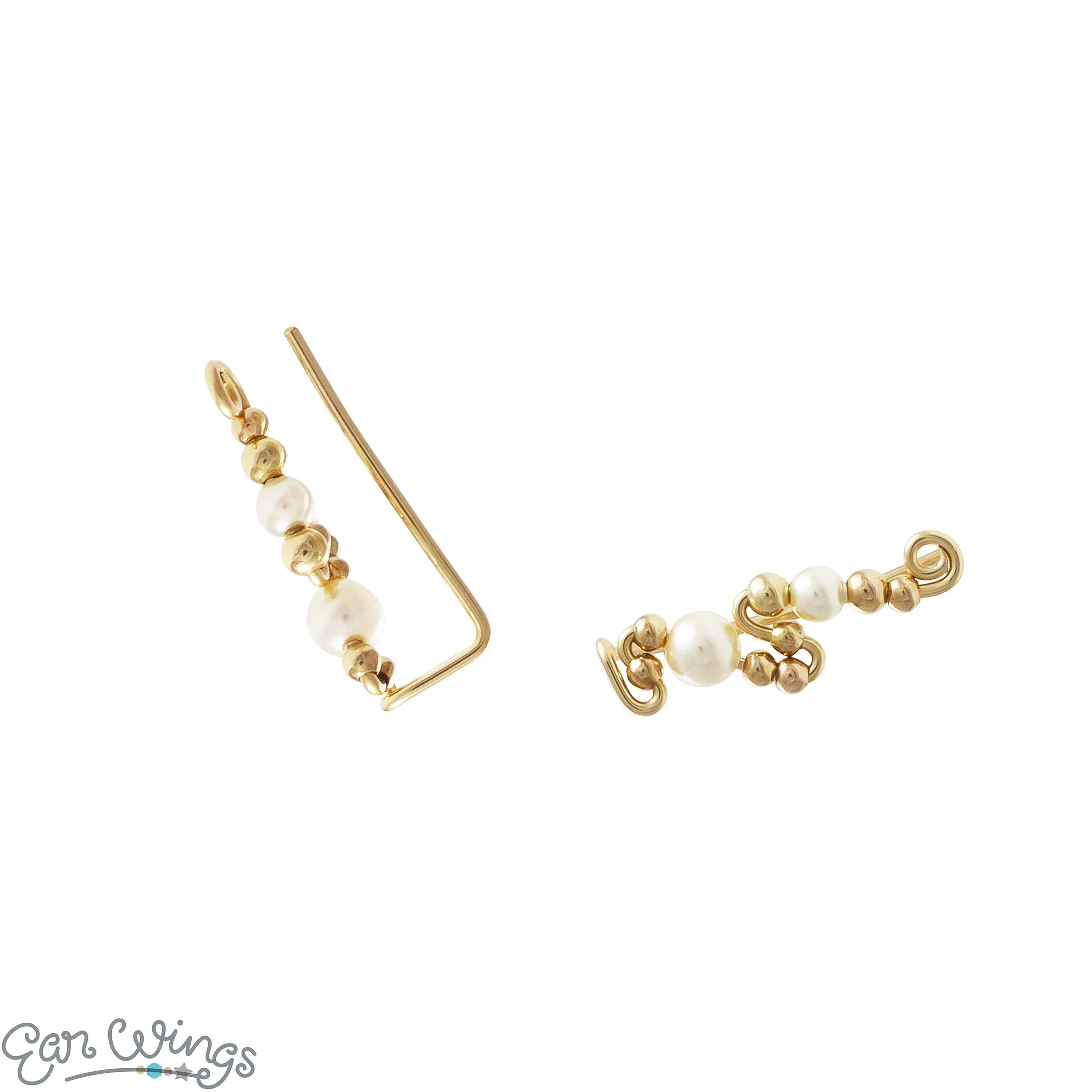 Ear Wings Cream Pearls 14ct Yellow Gold