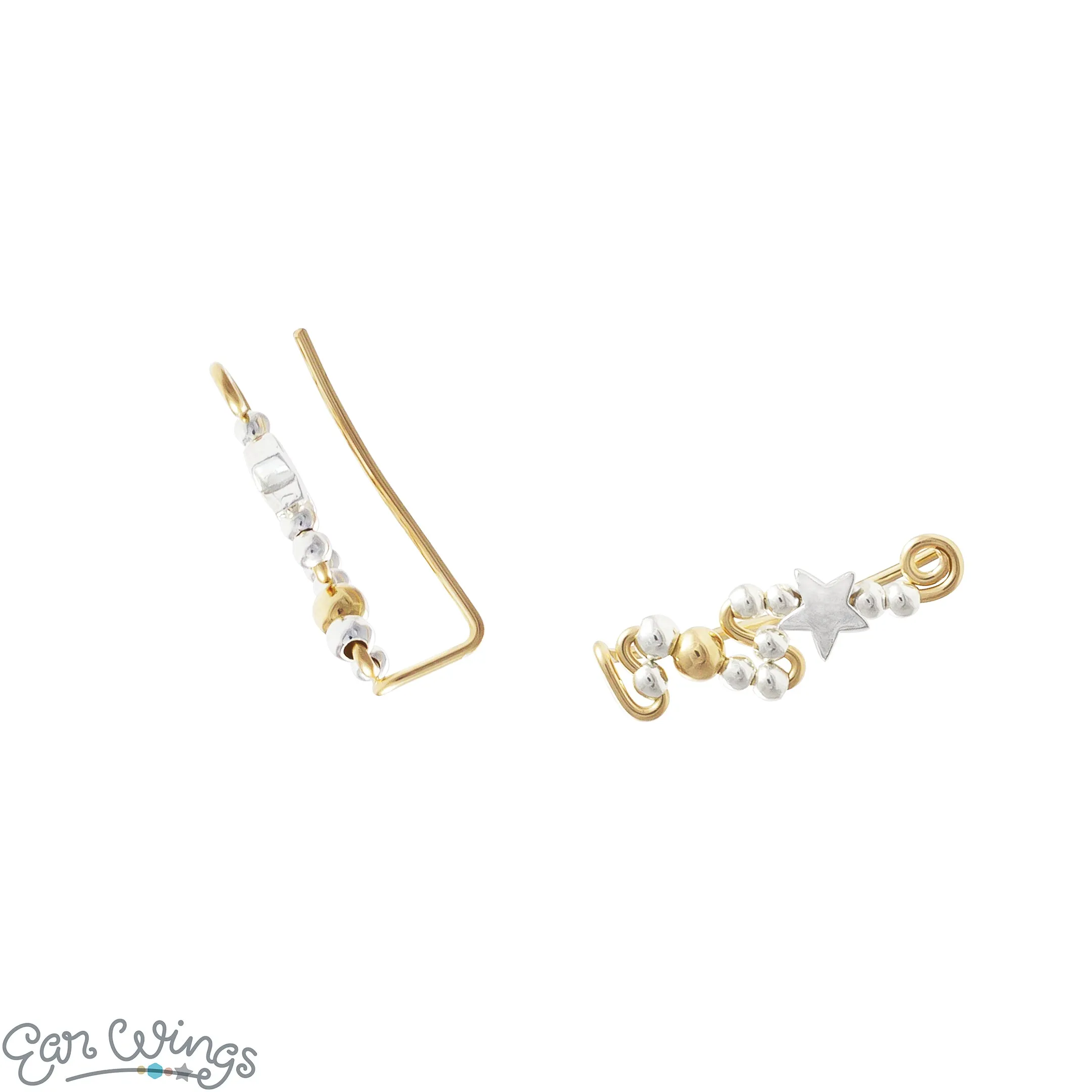 Ear Wings Silver Star 14ct Yellow Gold