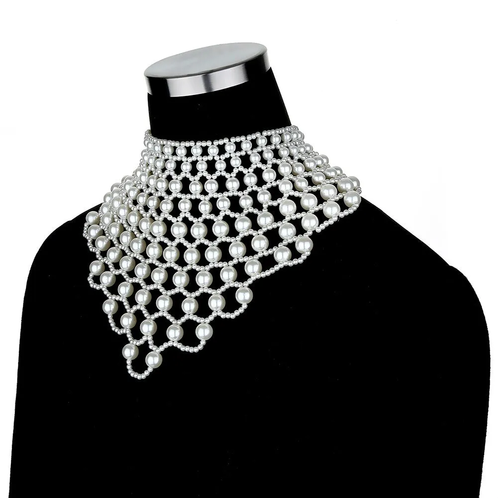 Elegant Banquet ABS Pearl Shawl Necklace