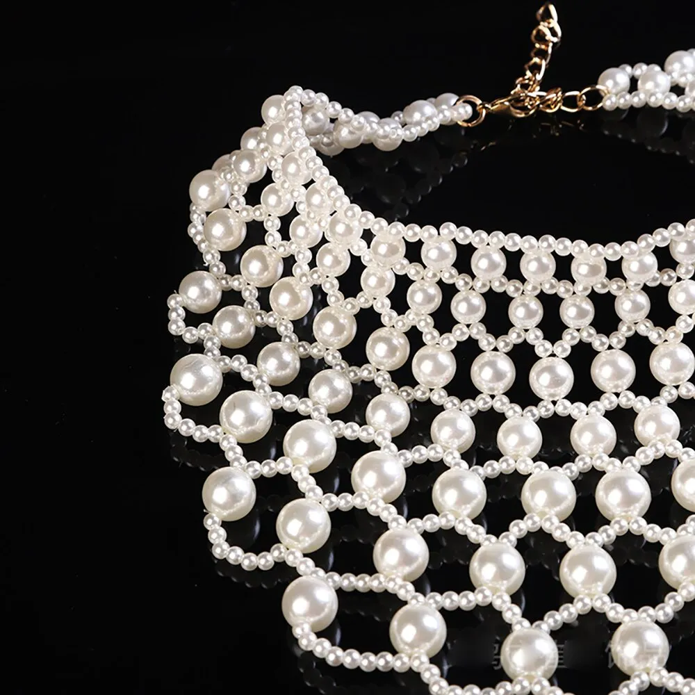 Elegant Banquet ABS Pearl Shawl Necklace