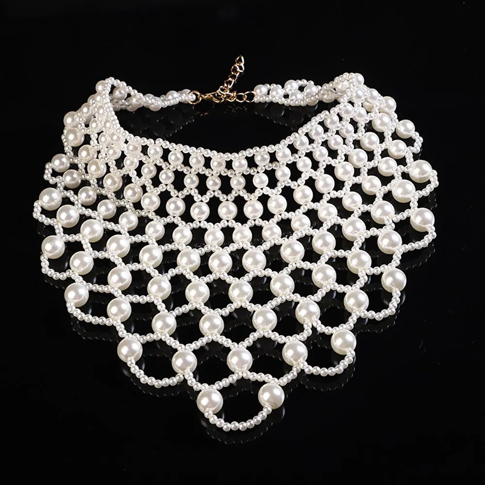 Elegant Banquet ABS Pearl Shawl Necklace
