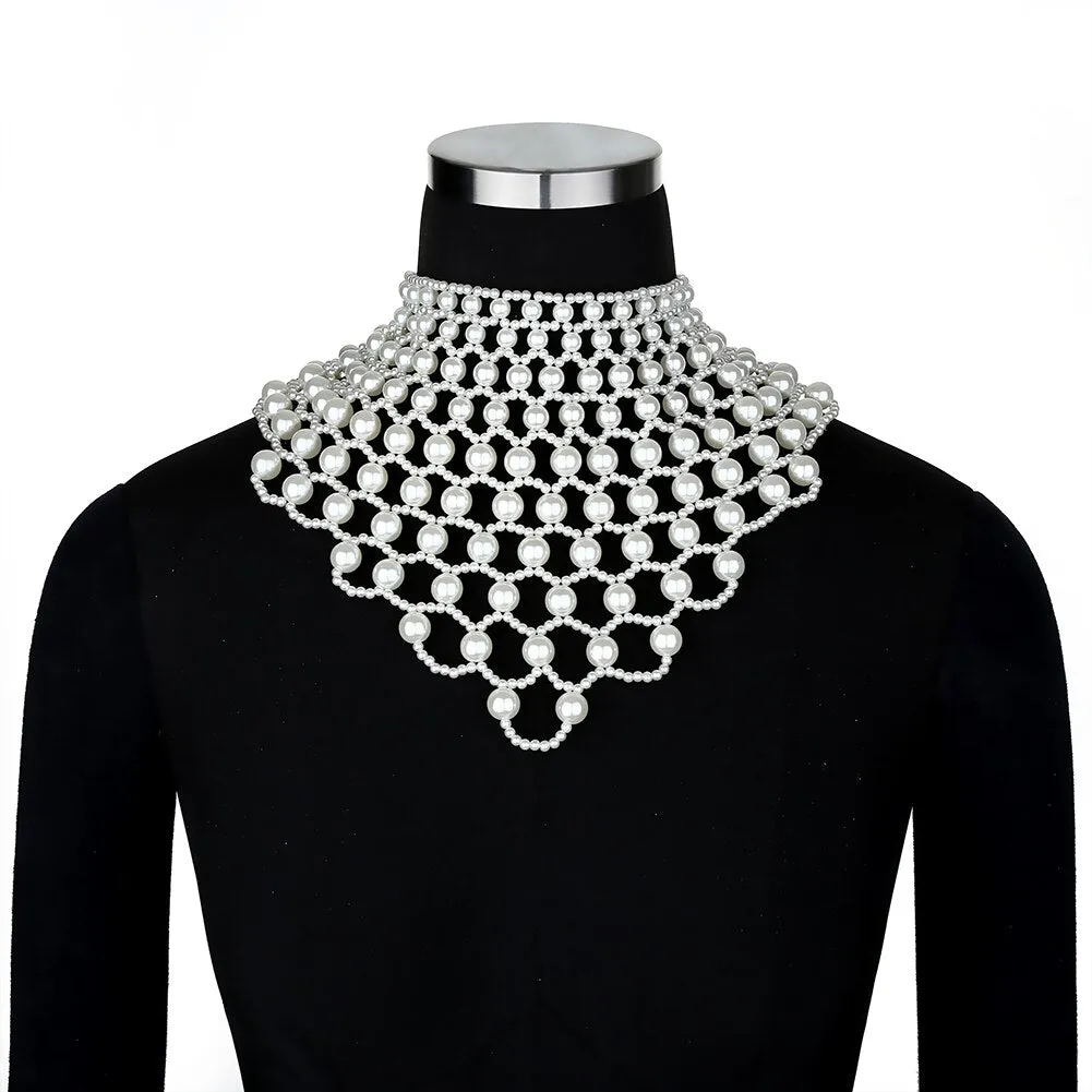 Elegant Banquet ABS Pearl Shawl Necklace