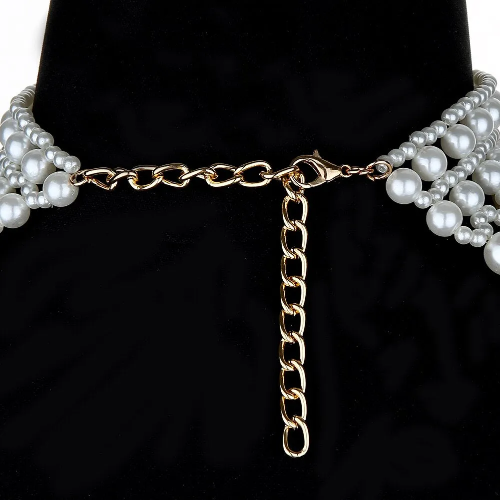 Elegant Banquet ABS Pearl Shawl Necklace