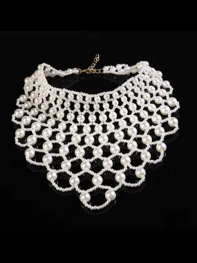Elegant Banquet ABS Pearl Shawl Necklace
