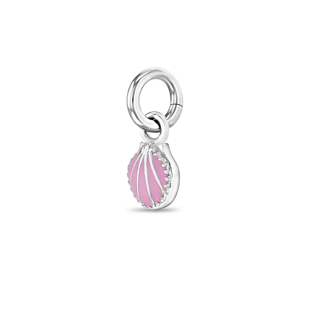 Enamel Seashell Charm Kids / Children's / Girls for Charm Bracelet - Sterling Silver