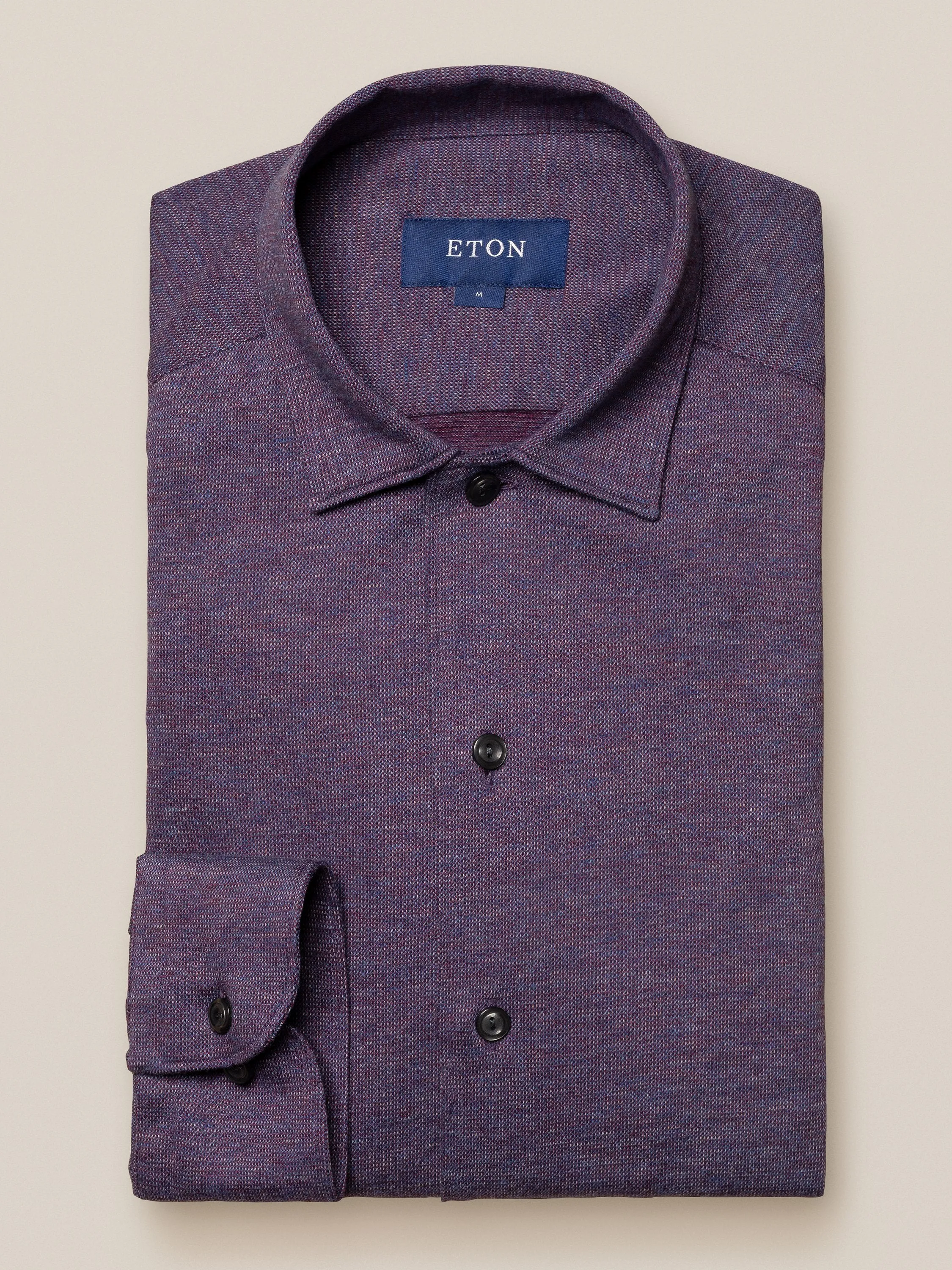 Eton Mouline Jersey Shirt Mid Purple