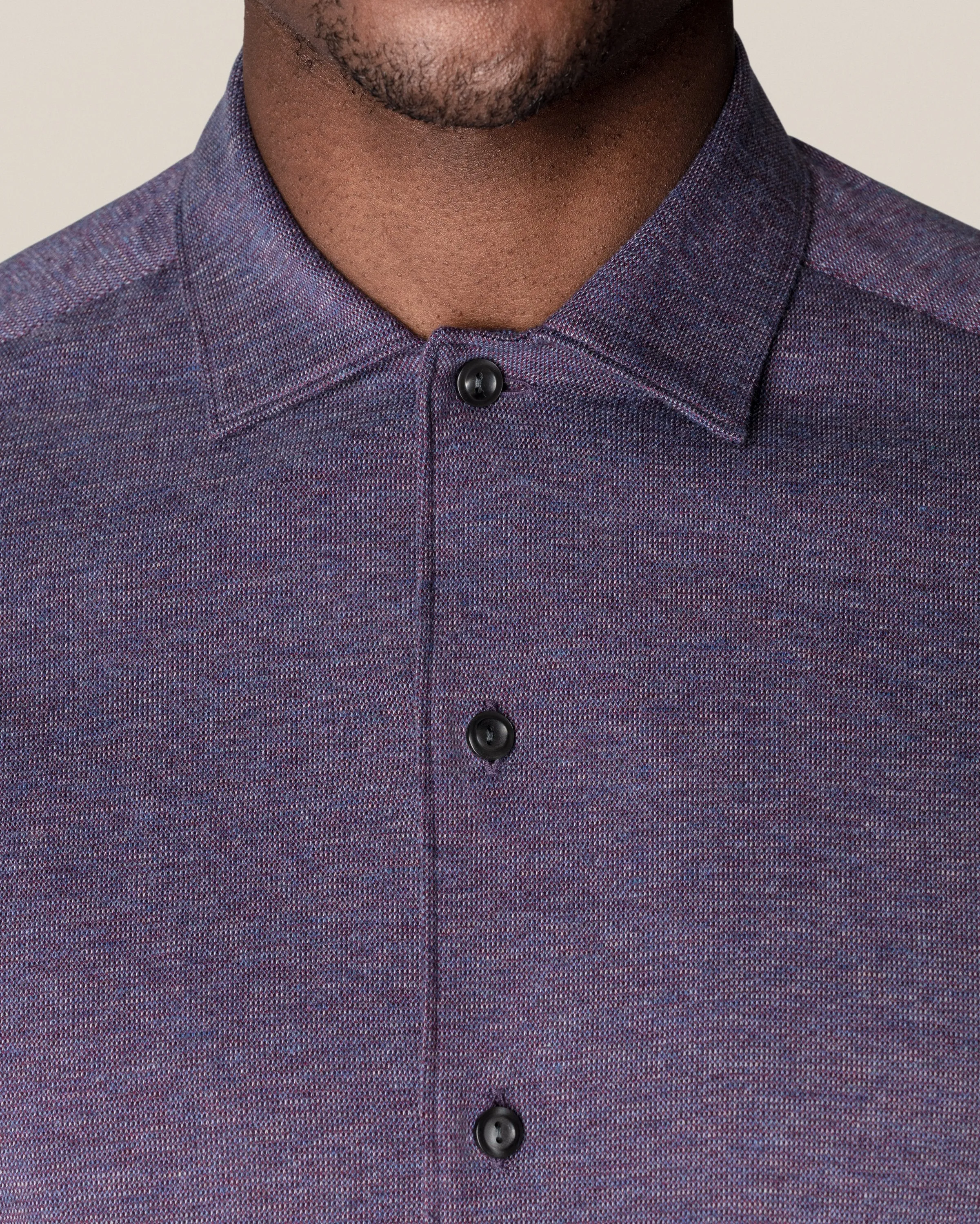 Eton Mouline Jersey Shirt Mid Purple
