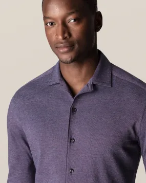 Eton Mouline Jersey Shirt Mid Purple