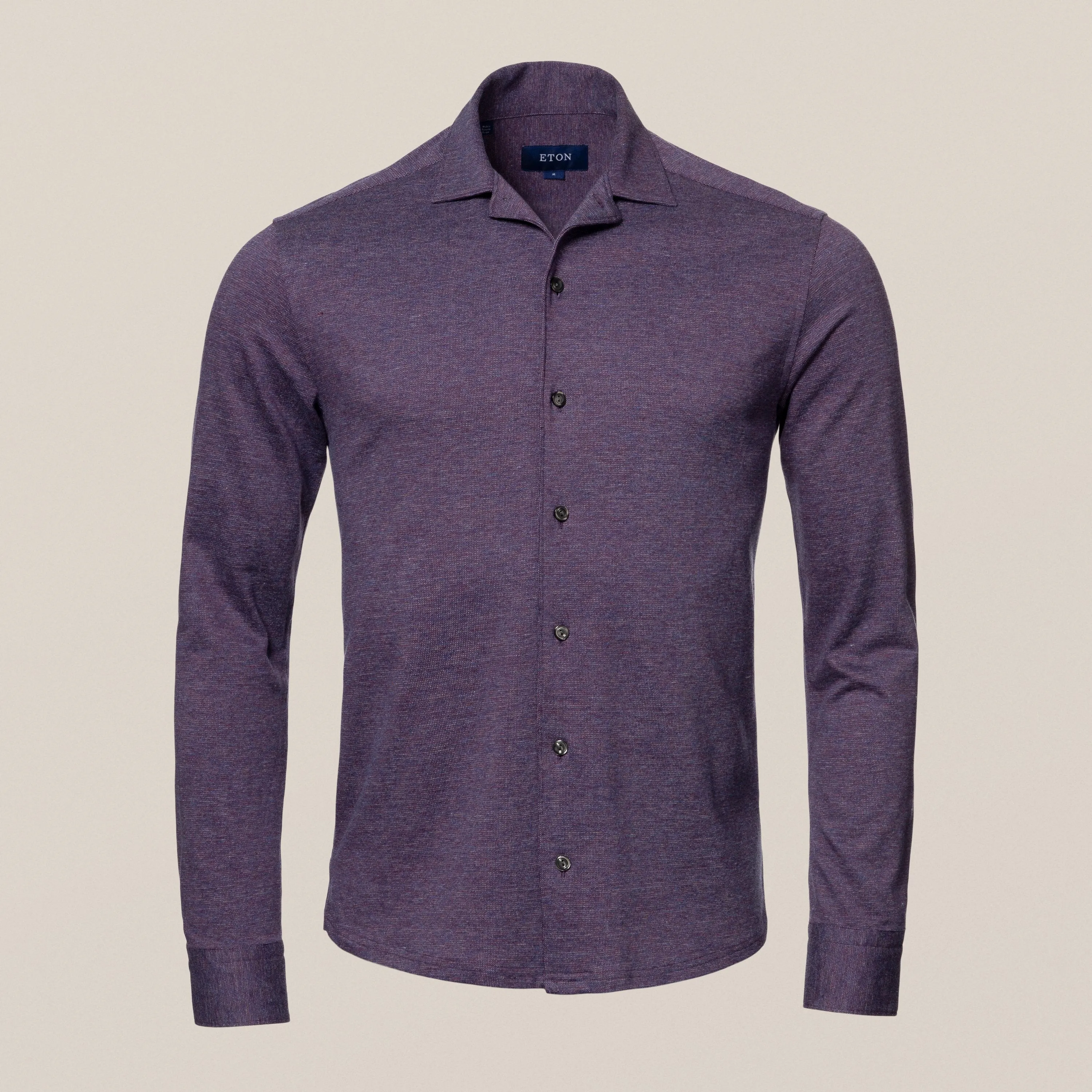 Eton Mouline Jersey Shirt Mid Purple