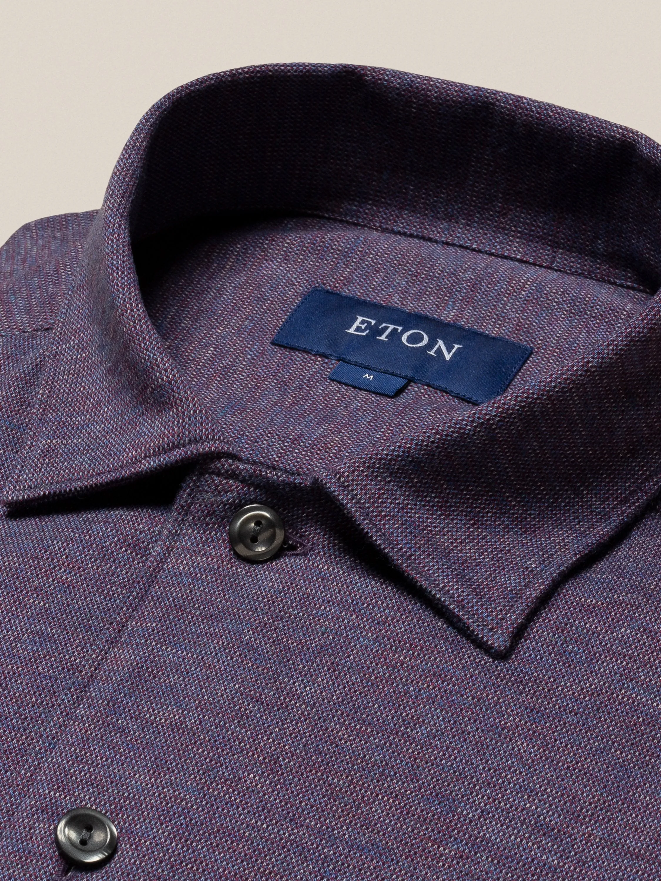 Eton Mouline Jersey Shirt Mid Purple
