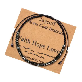 Faith Hope Love Morse Code Bracelet for Women Inspirational Gift for Her
