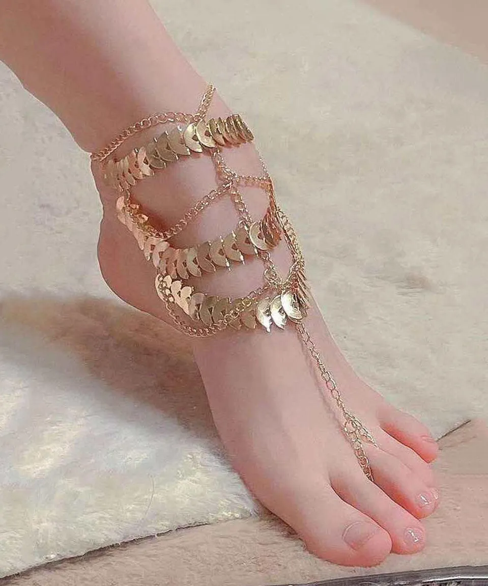 Fine Gold Sterling Silver Overgild Tassel Anklets AB1097