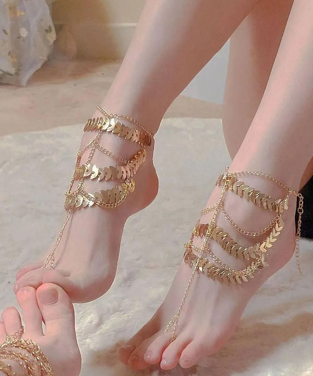 Fine Gold Sterling Silver Overgild Tassel Anklets AB1097