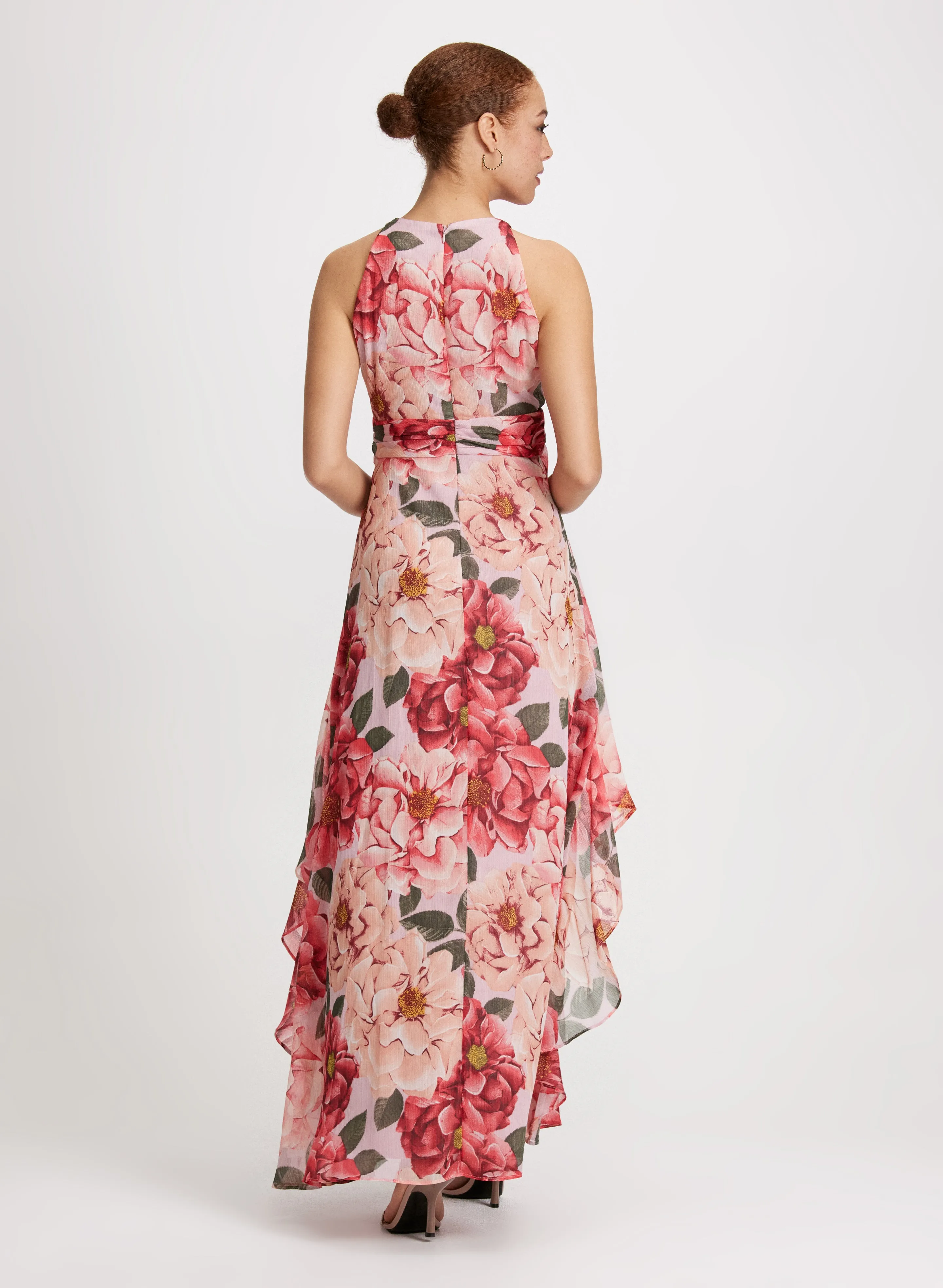 Floral Ruched Waist Maxi Dress