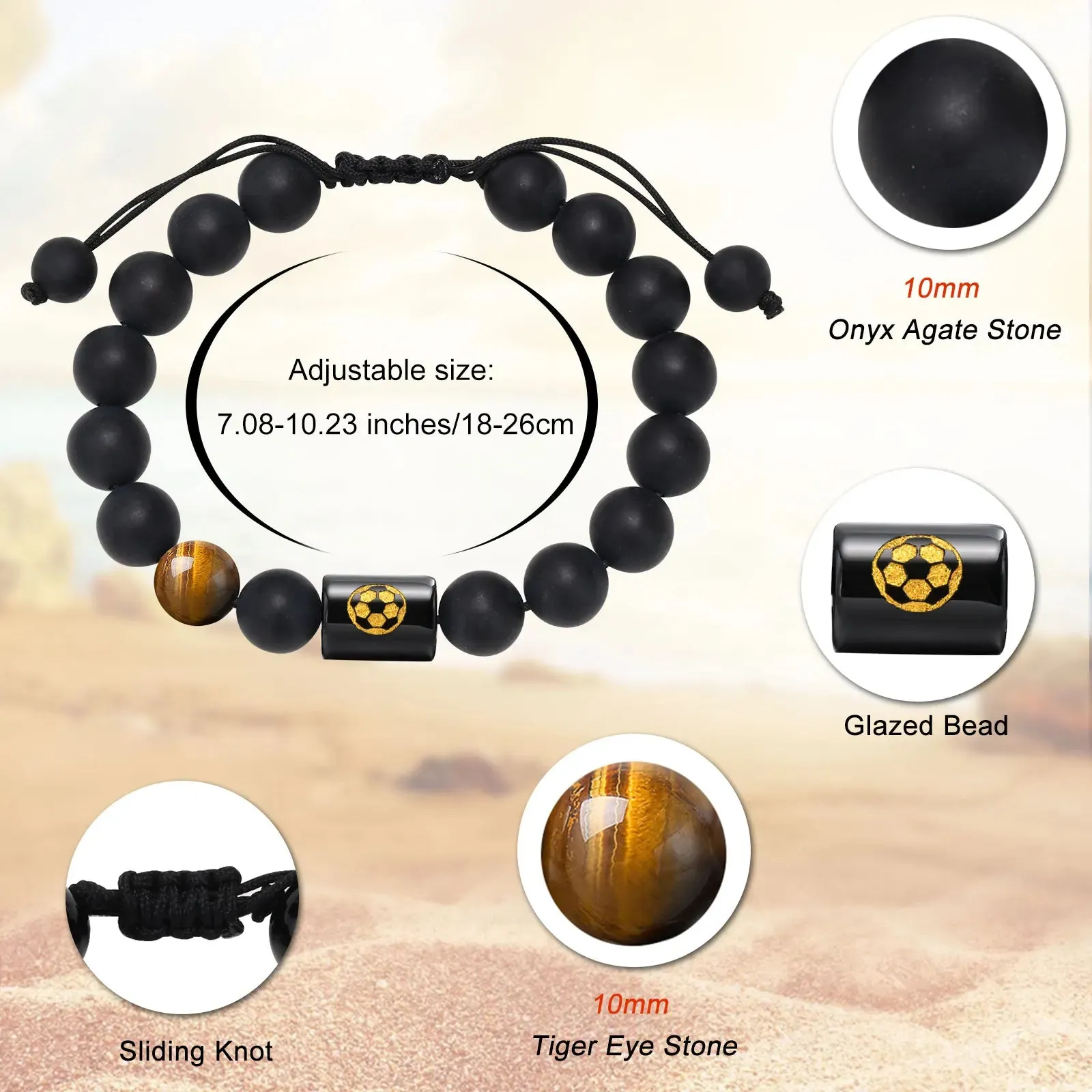 Football Basketball Symbol Beaded Bracelets for Men Boys